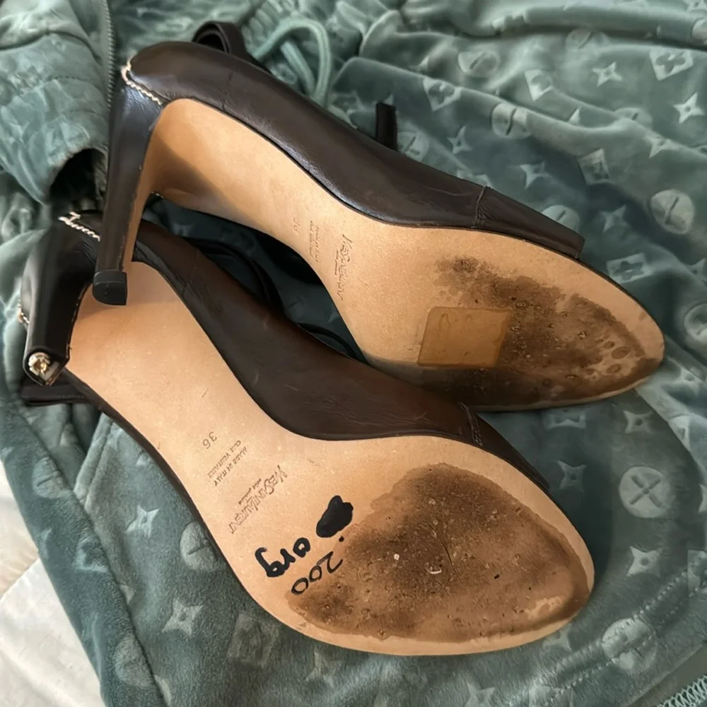 Yves Saint Laurent Slingback Peeptoe Heels Tie Detail - Picture 7 of 7